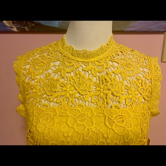 NWT! Nanette Lepore Lace Top. Lemon Zest color. - Picture 6 of 9